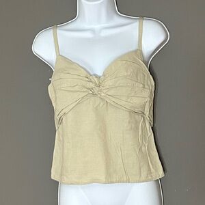 Elodie Cream Textured Tank Top with Twist Tie Front